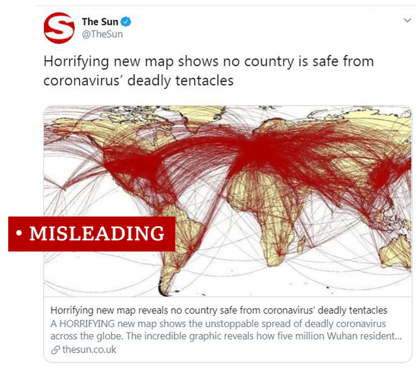 Misleading map posted on Twitter from The Sun